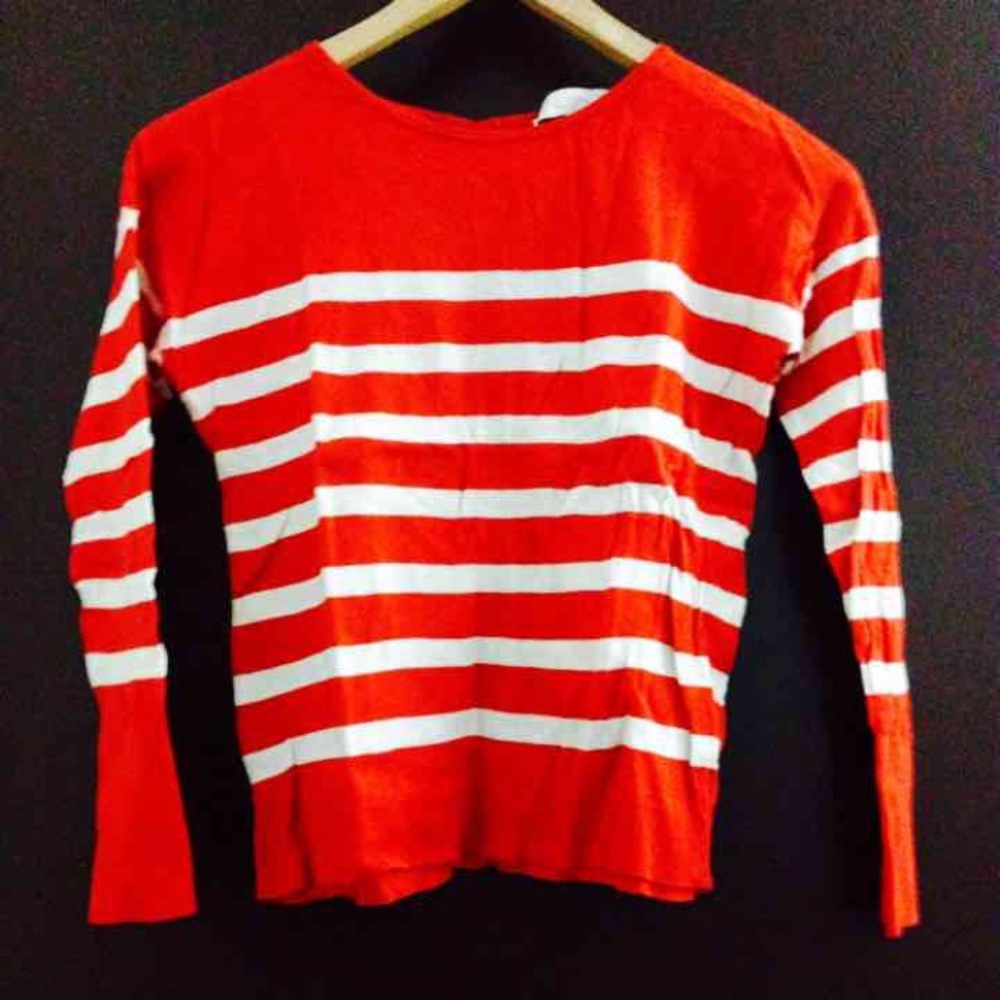 LOFT petite red stripe knit sweater